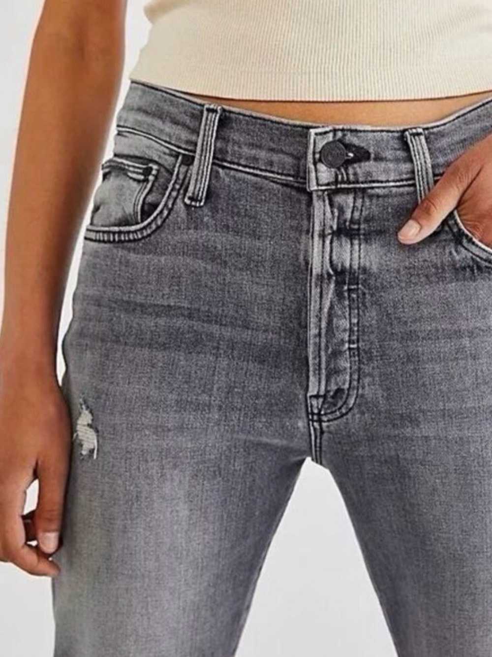 MOTHER High-Rise Grey Wash Jeans